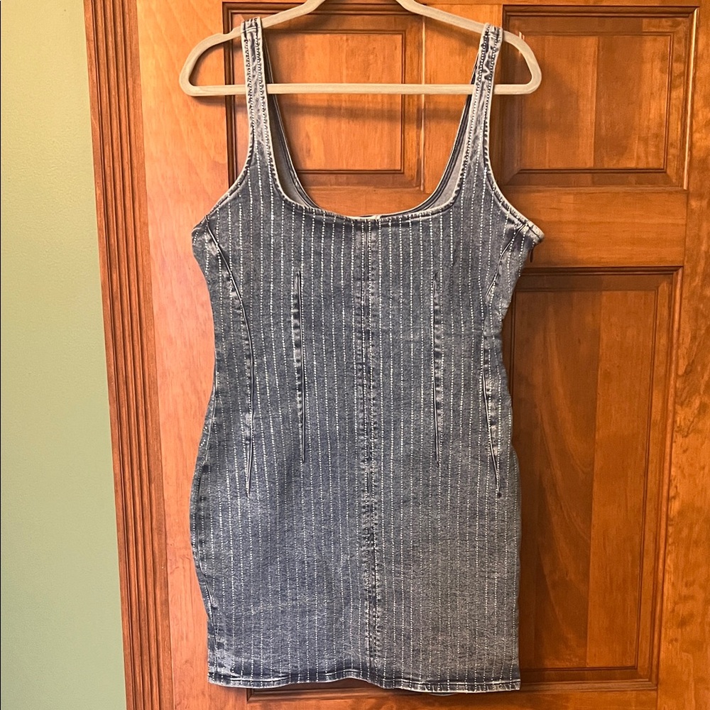 Good American Blue Denim Dress with Silver rhinestones